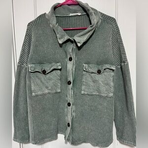 Women's Green Button-Up Shacket